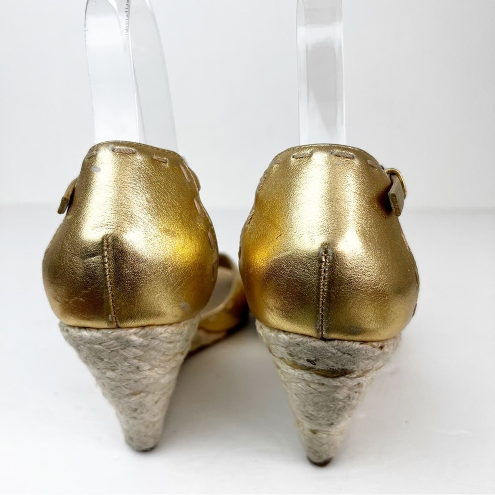 SZ 38 Giuseppe Zanotti Gold Sandal Wedges - Picture 7 of 7